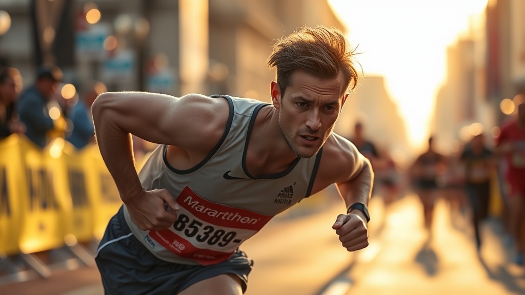 마라톤 후반 구간에서 힘들게 달리는 참가자의 모습